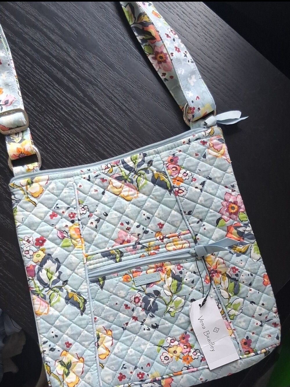 Vera Bradley Light Blue Quilted Floral Crossbody Bag